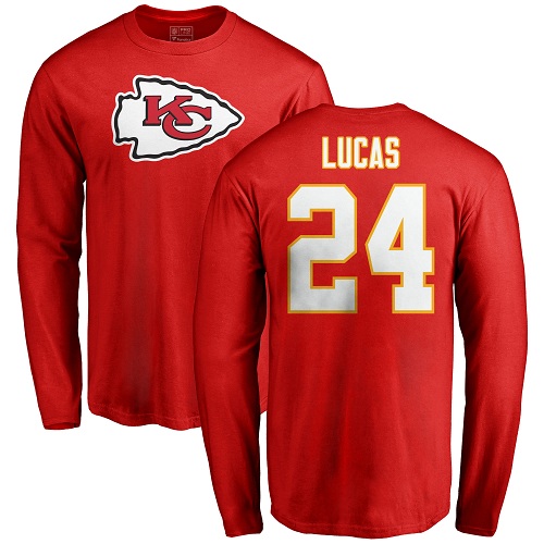 Men Kansas City Chiefs #24 Lucas Jordan Red Name and Number Logo Long Sleeve T-Shirt->women nfl jersey->Women Jersey
